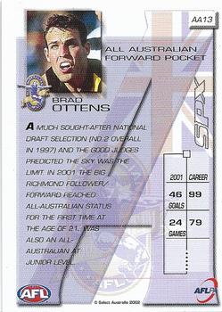 2002 Select AFL Exclusive SPX - All Australian #AA13 Brad Ottens Back